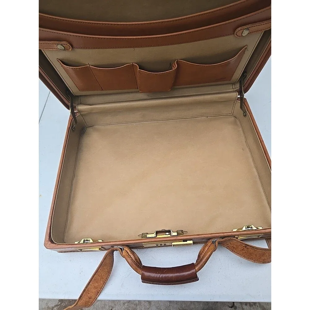 Vintage Hartmann briefcase leather attache tan brown classic business